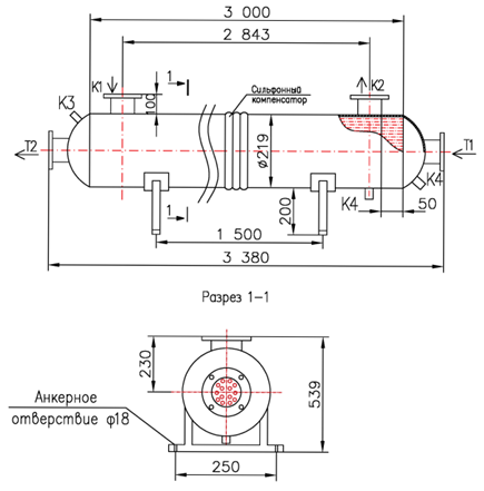Чертёж КС 200-3-8×0,8-18,0, Ру6/10