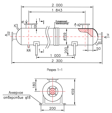 Чертёж КС 150У-2-8×0,8-6,0, Ру6, Сталь 20