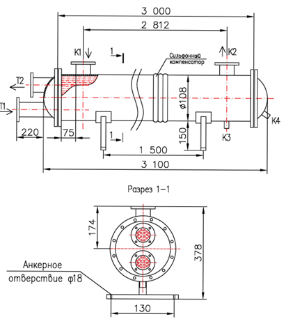 Чертёж КС 100-3-2Х-16×2-2