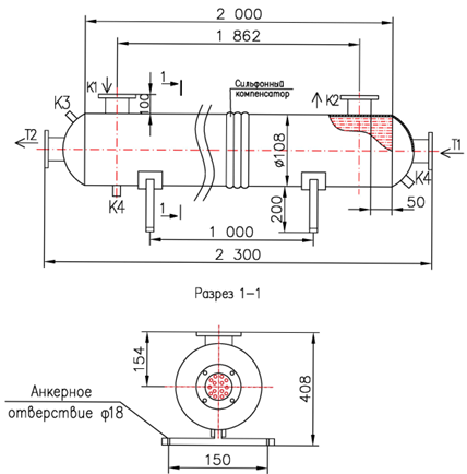 Чертёж КС 100-2-8×0,8-2,4, Ру10