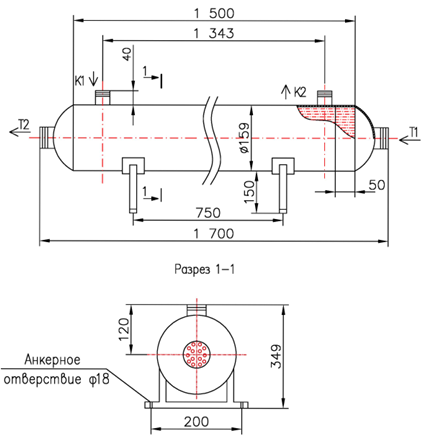 Чертёж КС 150-1,5-8×0,8-4,5, резьба