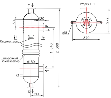 Чертёж КС 150-2-8×0,8-6,0, Ру16, Сталь 20
