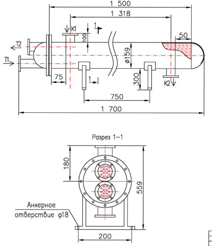 Чертёж КС 150-1,5-8×0,8-4,5, Ру16, AISI 304