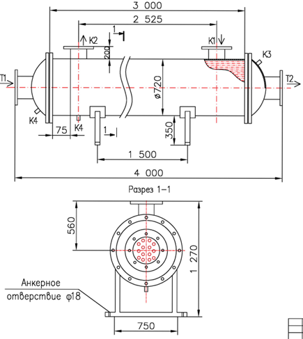 Чертёж КС 700-3-14×2-133,2, Ру10