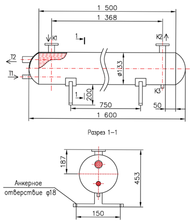 Чертёж КС 130-1,5-1К-2Х-8×0,8-3