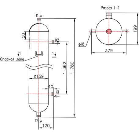 Чертёж КС 150-1,5-8×0,8-4,5, Ру10, AISI 304