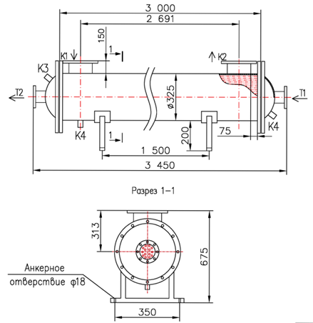 Чертёж КС 300-3-8×0,8-41,4, AISI 304