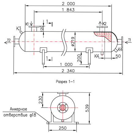 Чертёж КС 200-2-8×0,8-12,0, Ру10/6, AISI 304