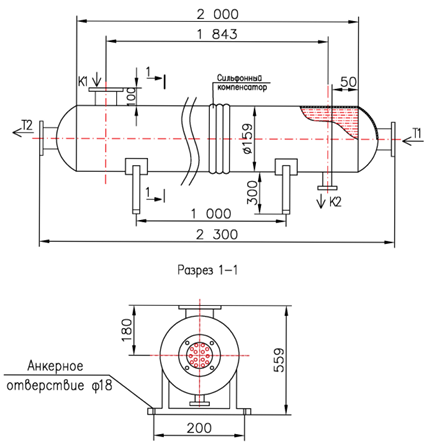 Чертёж КС 150У-2-8×0,8-6,0, Ру16, AISI 304