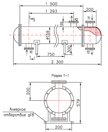 Чертёж КС 150-1,5-8×0,8-4,5, Ру40, AISI 321