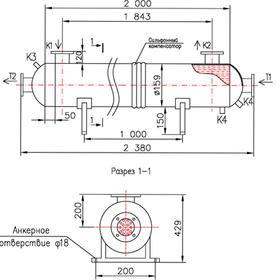 Чертёж КС 150-2-8×0,8-6, Ру6, Сталь 20