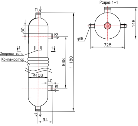 Чертёж КС 100-1СК-8×0,8-1,2, Ру6