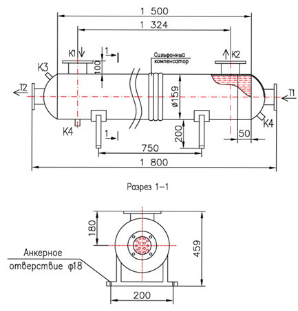 Чертёж КС 150-1,5-8×0,8-4,5, фланец